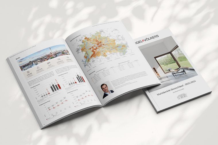 Opened brochure of market report on real estate prices